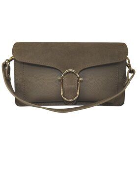 Charlie Leather Olive-Beige/Tan Small Suede Handbag/Shoulder Bag/Crossbody-NWT